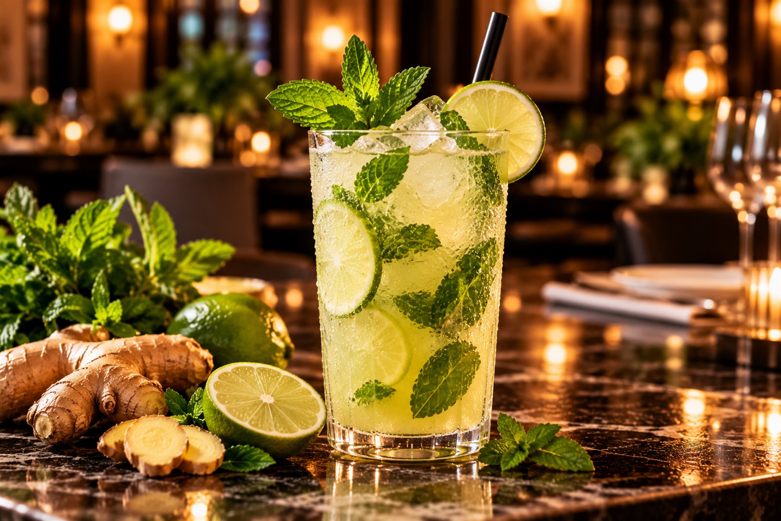 Limonada menta-jengibre